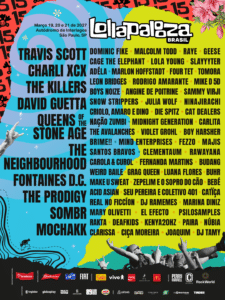 Lollapalooza Brasil 2027 celebra 15 anos com Travis Scott, The Killers, Charli xcx e grandes nomes da música